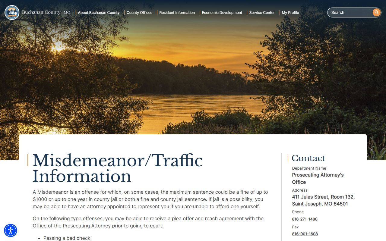Buchanan County arrest records and court charges misdemeanor traffic information