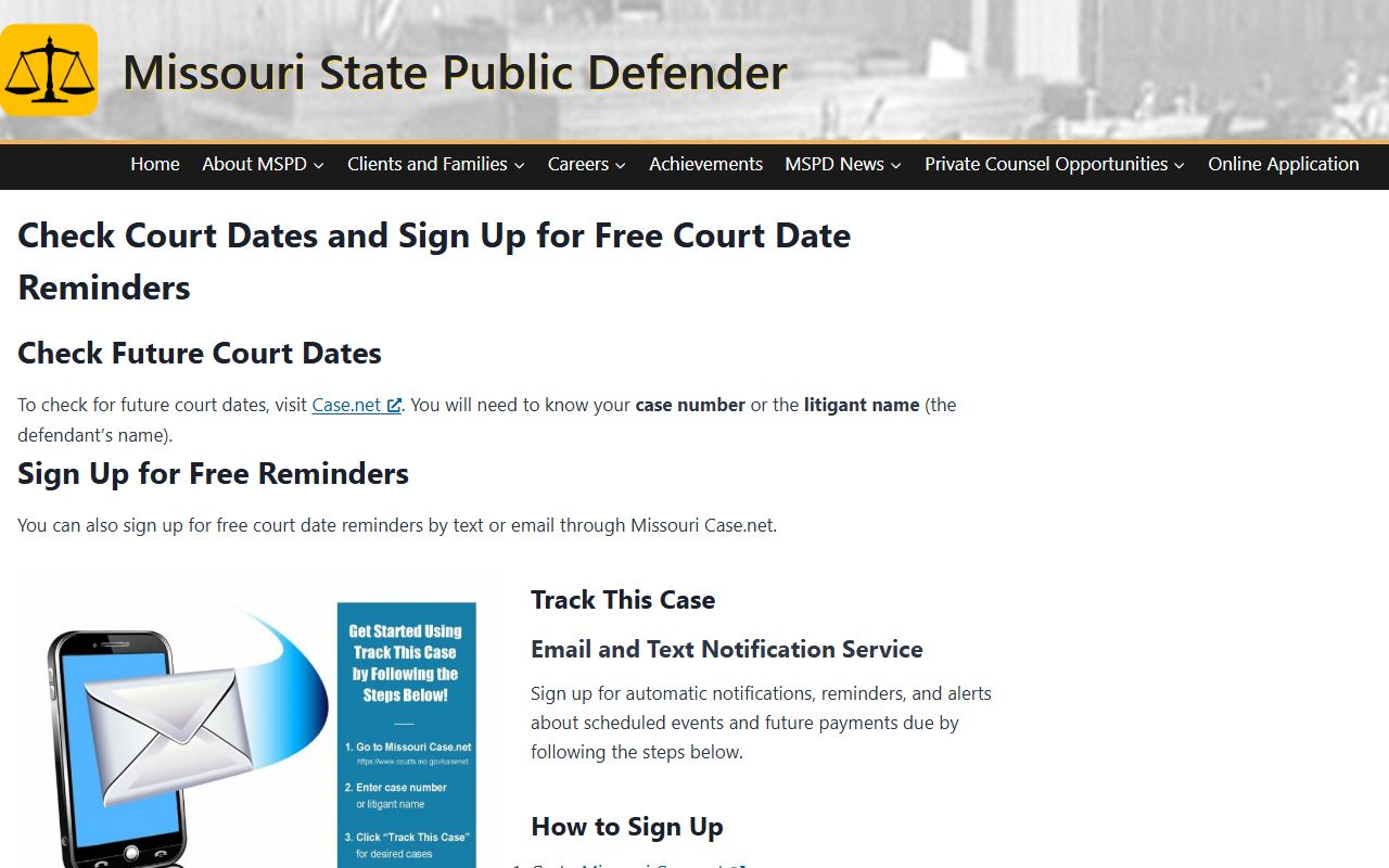 Buchanan County court dockets Missouri State Public Defender court date instructions