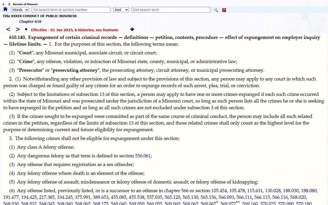 Buchanan County criminal court records Missouri expungement statute