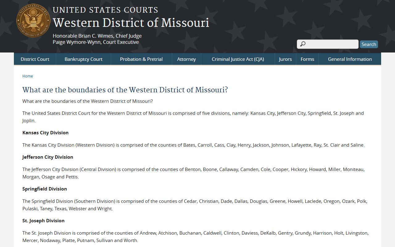 Buchanan County Circuit Court records federal divisional boundaries