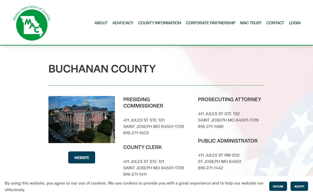 Buchanan County court records Missouri Association of Counties directory