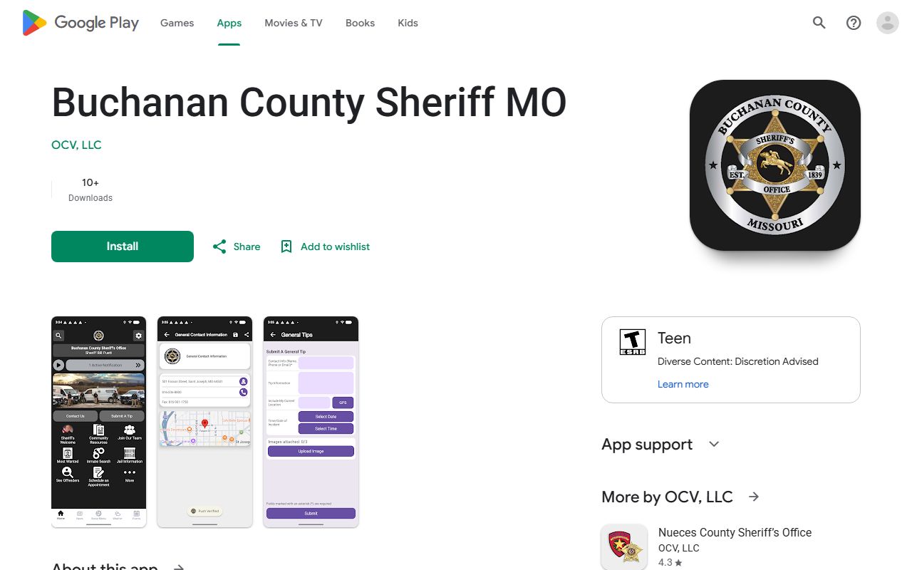 Buchanan County warrant records Sheriff MO app Google Play listing