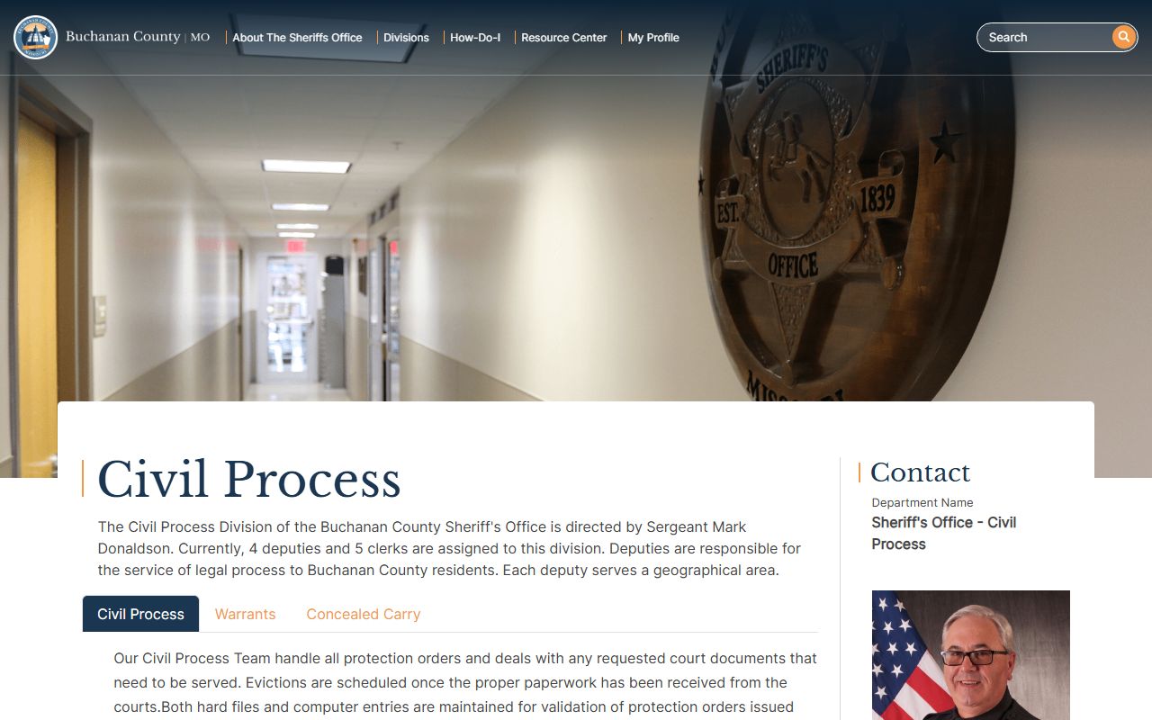 Buchanan County warrant records sheriff civil process and warrants page